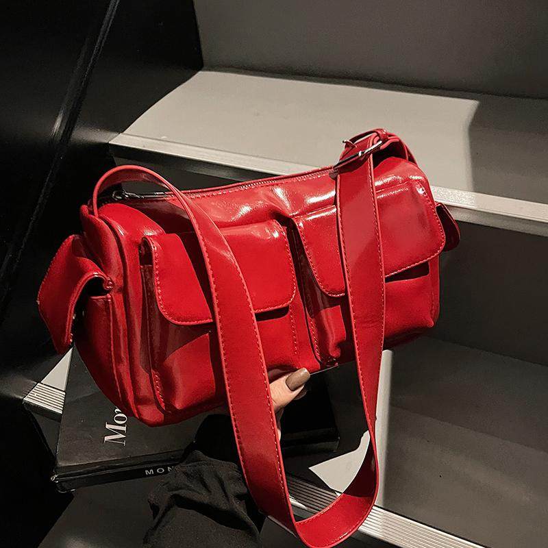 复古红色腋下小包包女2025新款多口袋枕头包冬季百搭油蜡皮斜挎包,箱包皮具/热销女包/男包,腋下包,淘宝优惠券,粉丝福利购,淘宝优惠卷