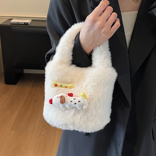 ZATZ毛茸茸手拎水桶包休闲手提包