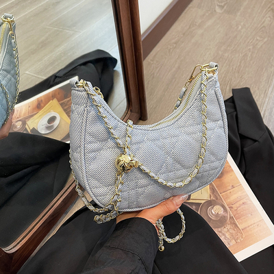 春夏质感小包包女士2025新款时尚链条斜挎包小众设计腋下包饺子包