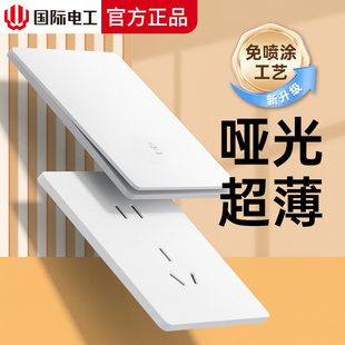 国际电工86双开双控开关插座面板免喷漆家用单开双联一灯两位开关