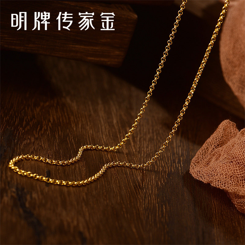 明牌珠宝足金古法珍珠链图片