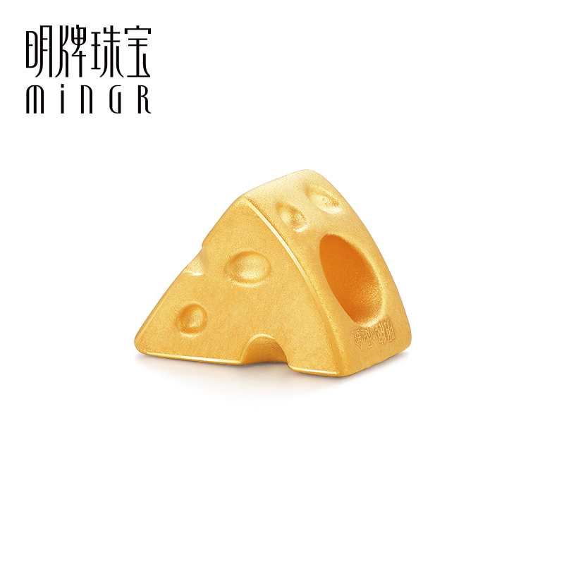 明牌珠宝足金串珠 3D硬金可爱奶酪黄金串珠转运珠AFP0330