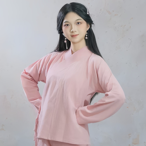 遥知彩色纯棉中衣长袖交领睡衣禅