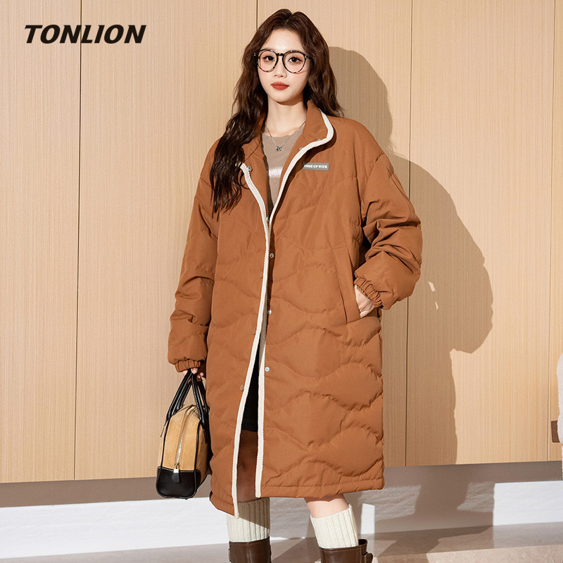 唐狮过膝长款羽绒服女2025冬季新款美拉德穿搭宽松高级感爆款外套