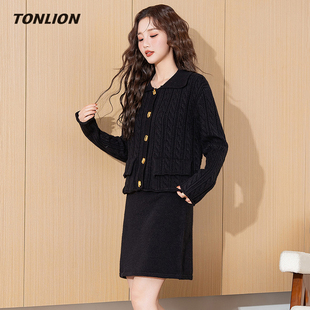 唐狮小香风毛衣套装裙女2026春季新款针织外套半身裙高级感两件套