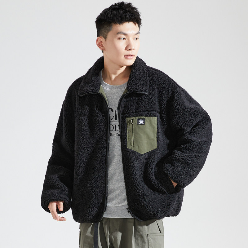 唐狮棉服男款2024冬季新款加厚保暖仿羊羔绒外套宽松短款男士棉衣