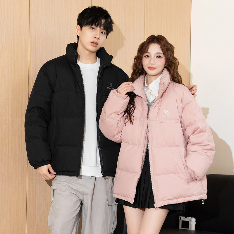 唐狮情侣羽绒服男女2025冬季新款韩版立领宽松短款青少年加厚外套