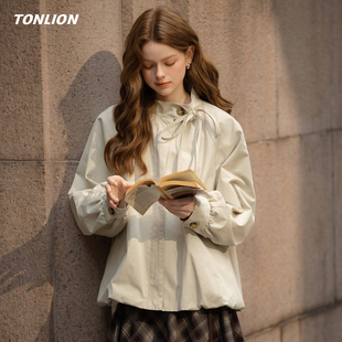 唐狮超火减龄外套女2026春季新款韩系花苞下摆高级感宽松短款夹克