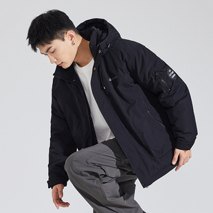 唐狮棉服男2025冬季新款工装外套男士宽松连帽短款青少年加厚棉衣