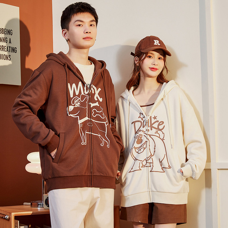 唐狮情侣卫衣外套男女2025秋季新款减龄卡通印花宽松连帽休闲上衣