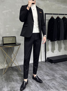 春季韩版修身男士休闲小西装商务职业正装西服套装结婚外套上衣潮