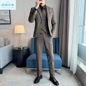 休闲西装 男士 男高级感 新郎结婚礼服咖啡色帅气西服男套装 2025新款