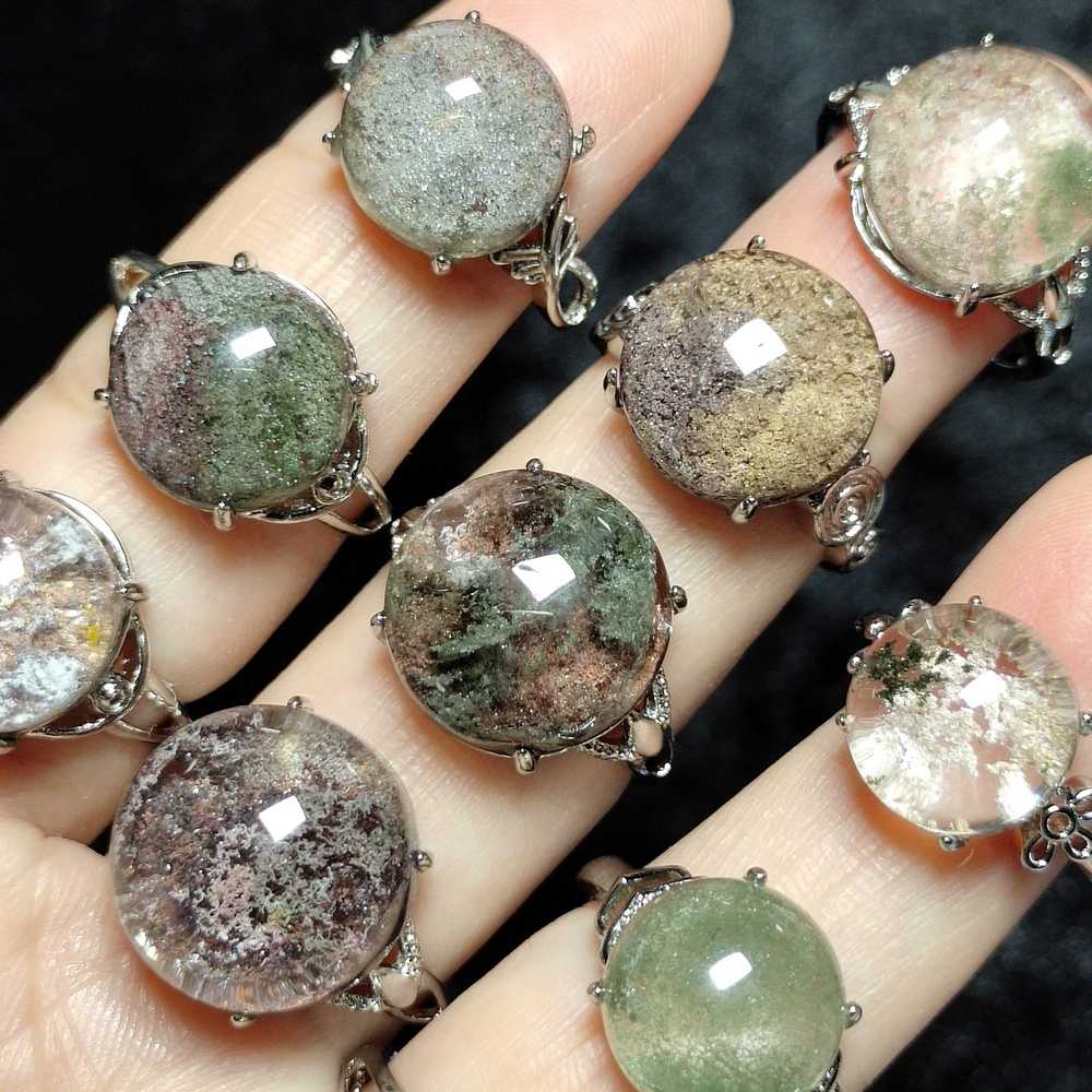 彩幽灵戒指天然绿幽灵戒指活口