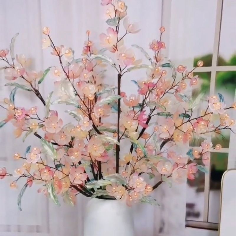 桃妖材料包手工diy花束串珠子客厅中桌摆件工艺品装饰4大支半成品