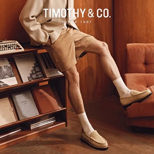 TIMOTHY＆CO．/迪迈奇反绒乐福鞋真皮老钱风春夏懒人一脚蹬皮鞋男