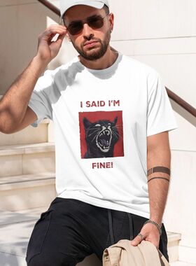 IM FINE 男士精梳棉圆领短袖T恤,欧美风简约时尚艺术设计