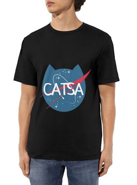 CATSA 男士精梳棉圆领短袖T恤,欧美风简约时尚设计