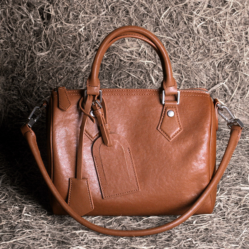 【外贸款】藏皮客头层牛皮植鞣包包女2025新款轻奢风手提波士顿包,箱包皮具/热销女包/男包,波士顿包,淘宝优惠券,粉丝福利购,淘宝优惠卷