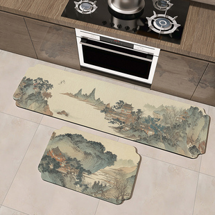 中国风厨房皮革地垫家用脚垫耐脏防滑发泡吸水PVC可擦免洗地毯