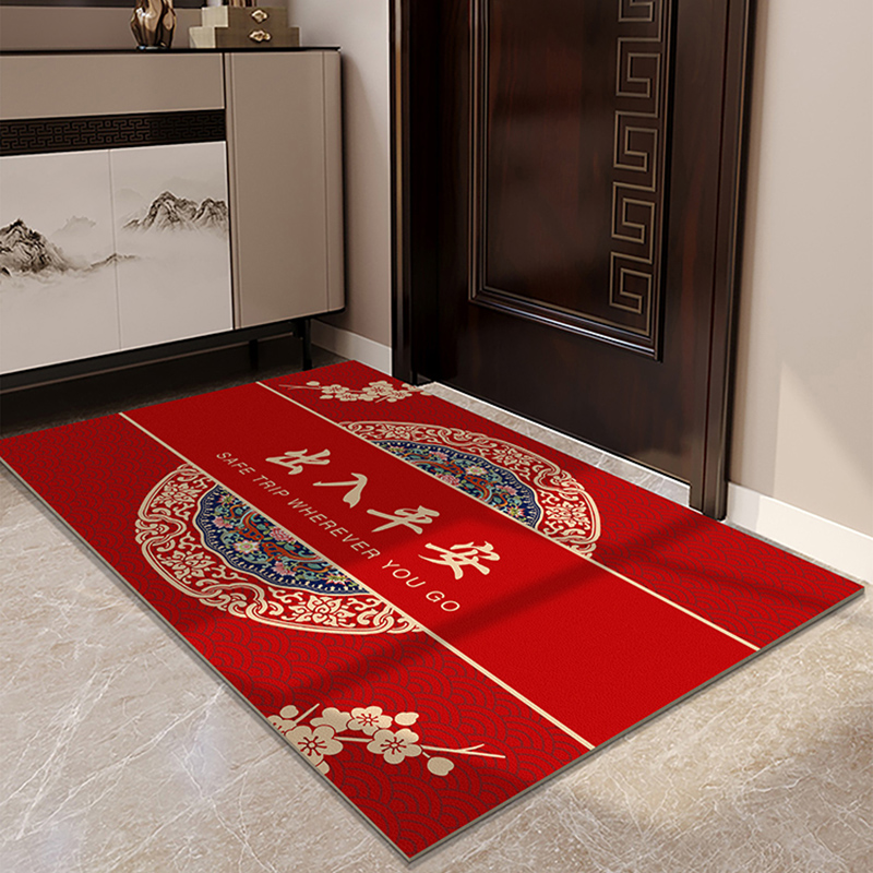 秀宁新年喜庆防水皮革入户门垫