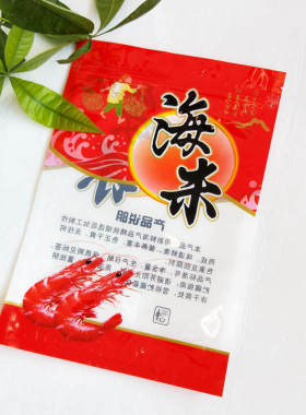 红色新款海米自封口包装袋高档海产品休闲食品塑料袋子干贝虾皮袋