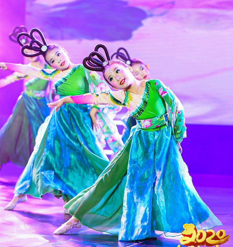 儿童云川之舞流水浮莲舞蹈服中国风古典舞爱莲说表演服荷花演出服