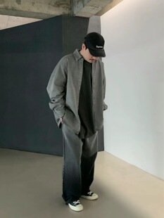现 VOTUS 韩国代购东大门 潮搭宽松水洗纯色翻领休闲长袖衬衫