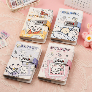 悠闲小宠猫咪密码锁本ins少女心可爱猫猫笔记本子高颜值36K手账本