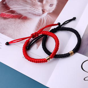 S925纯银头发编织手链送男友编织绳材料包一缕青丝字母珠情侣手绳