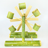 手工定制竹子做 水轮车模型水力风扇就能动竹水车儿童戏水竹玩具