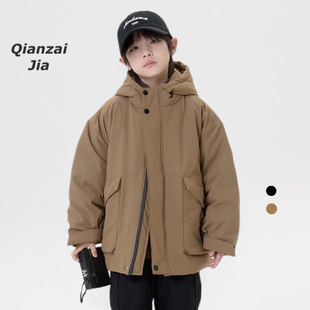 男童羽绒服中大童防水冬装外套90白鸭绒山系连帽加厚保暖上衣潮