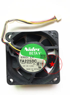 B34606-33 原装6厘米6025 机箱电器设备服务器散热风扇 12V 0.58A