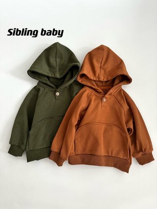 Sibling baby儿童小童宝宝连帽卫衣纯棉春秋冬款男女童装上衣帽衫