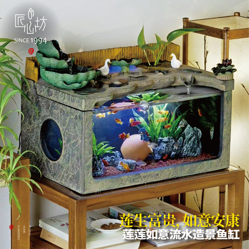 匠心坊桌面流水鱼缸客厅茶台造景