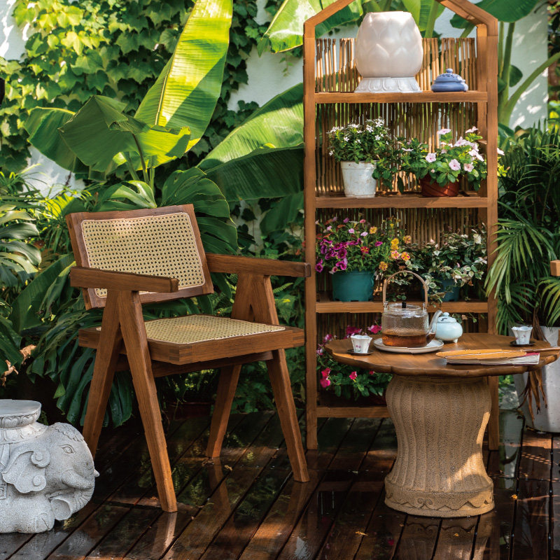 匠心坊柚木藤椅复古昌迪加尔椅