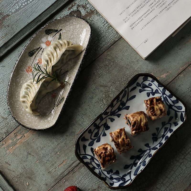 物盘日料创意商用长方陶瓷餐具