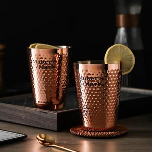 日本进口精致酒场居酒屋杯酒杯威士忌美式复古金属锤纹highball杯