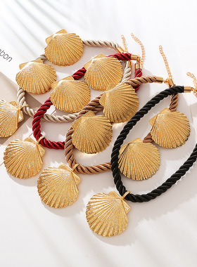 新款海洋度假风贝壳耳环项链套装