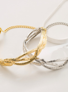 秋欧美新款不规则镂空波浪金属感项链精致个性冷淡风脖饰品锁骨圈