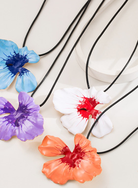 波西米亚滴油合金花朵度假风项链