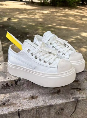 Y-SMFK十字花黑夜流星球鞋小个子7cm复古做旧脏脏帆布休闲板鞋潮