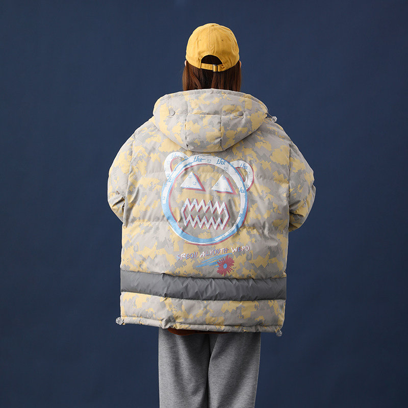 中性 冬季新款男女工装棉衣情侣迷彩连帽棉袄棉服 7073-P135图片