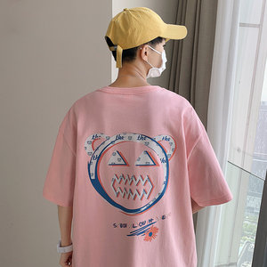 21夏季新款男女纯色情侣印花短袖T恤半袖衫 T06-P25图片