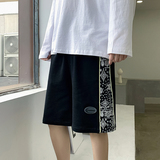 港风男女拼色卫裤青年针织短裤新款休闲裤子7121-P35，男装休闲裤，电商B380（原B361）