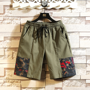 夏季男士亚麻休闲短裤中国风男水洗棉麻五分裤 83112-P35图片