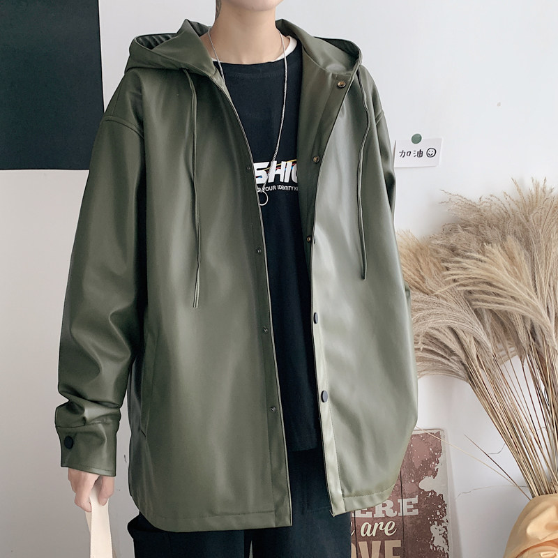 港风秋季男女皮衣外套男士连帽皮风衣夹克7009,男装皮衣,电商B380（原B361）