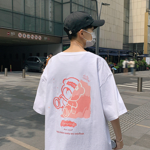 夏季新款男女士纯色情侣印花圆领短袖T恤半袖衫 T02-P25图片