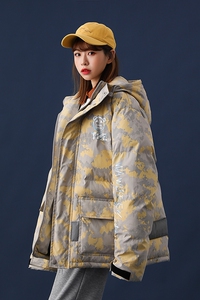 中性 冬季新款男女工装棉衣情侣迷彩连帽棉袄棉服 7073-P135图片