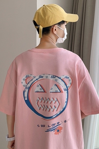 21夏季新款男女纯色情侣印花短袖T恤半袖衫 T06-P25图片
