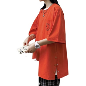 夏季男女印花圆领短袖T恤五分袖圆领衫 7161-P35图片